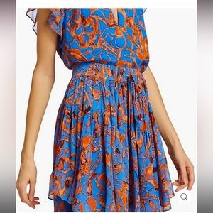 A.L.C. Skirt-Blouse Set: Lola Tie Front Mini Skirt & Blouse in Blue Sea Multi